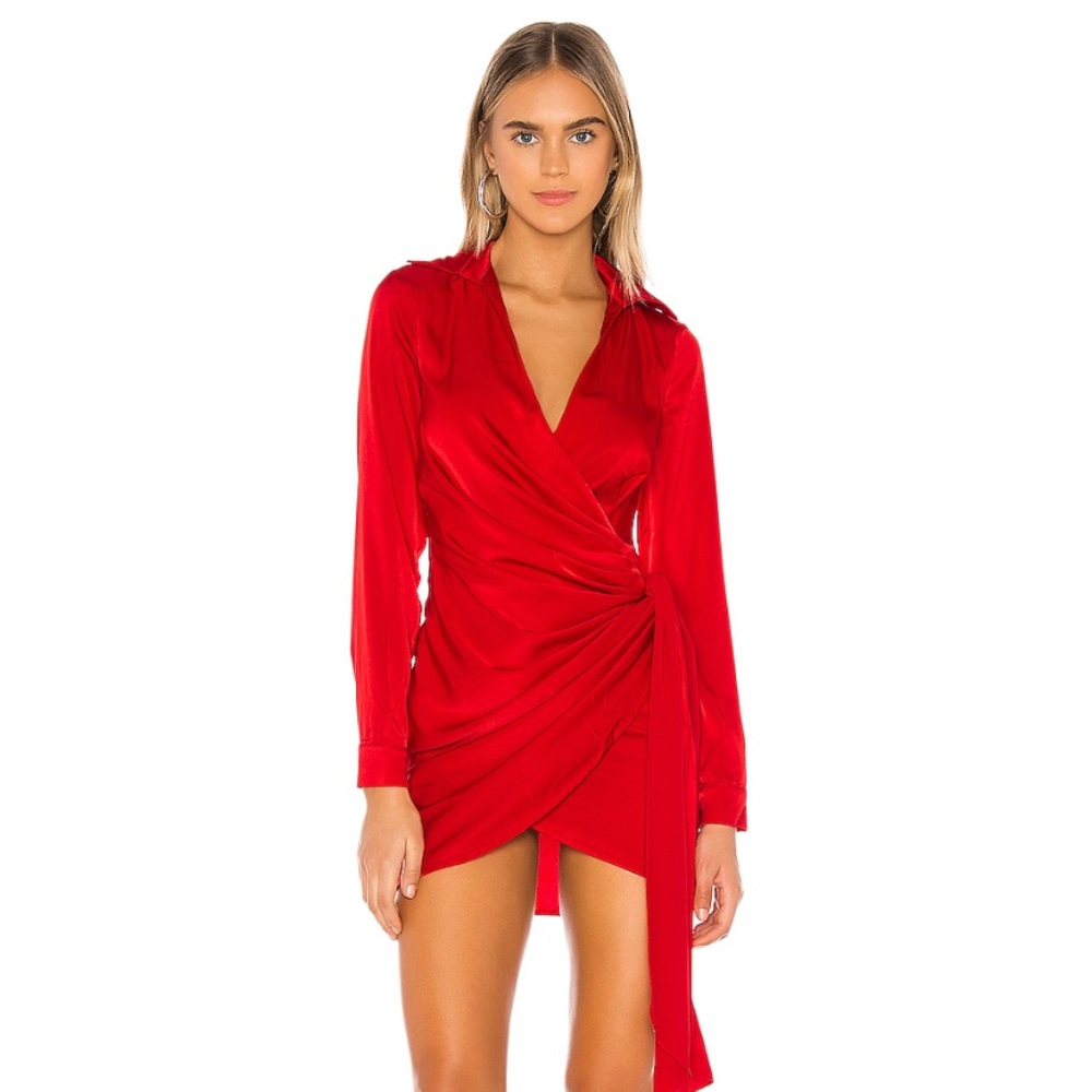 Revolve Red Champagne Drape Dress